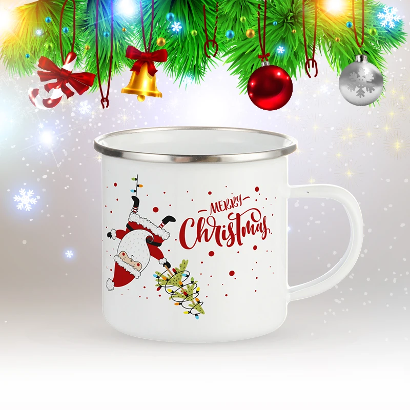 

Amazon Hot Sale Christmas Sublimation Camping Custom Enamel Travel Mug, 13 colors