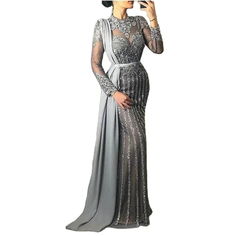 

New arrival dress long dress slim see-through evening dress, Black