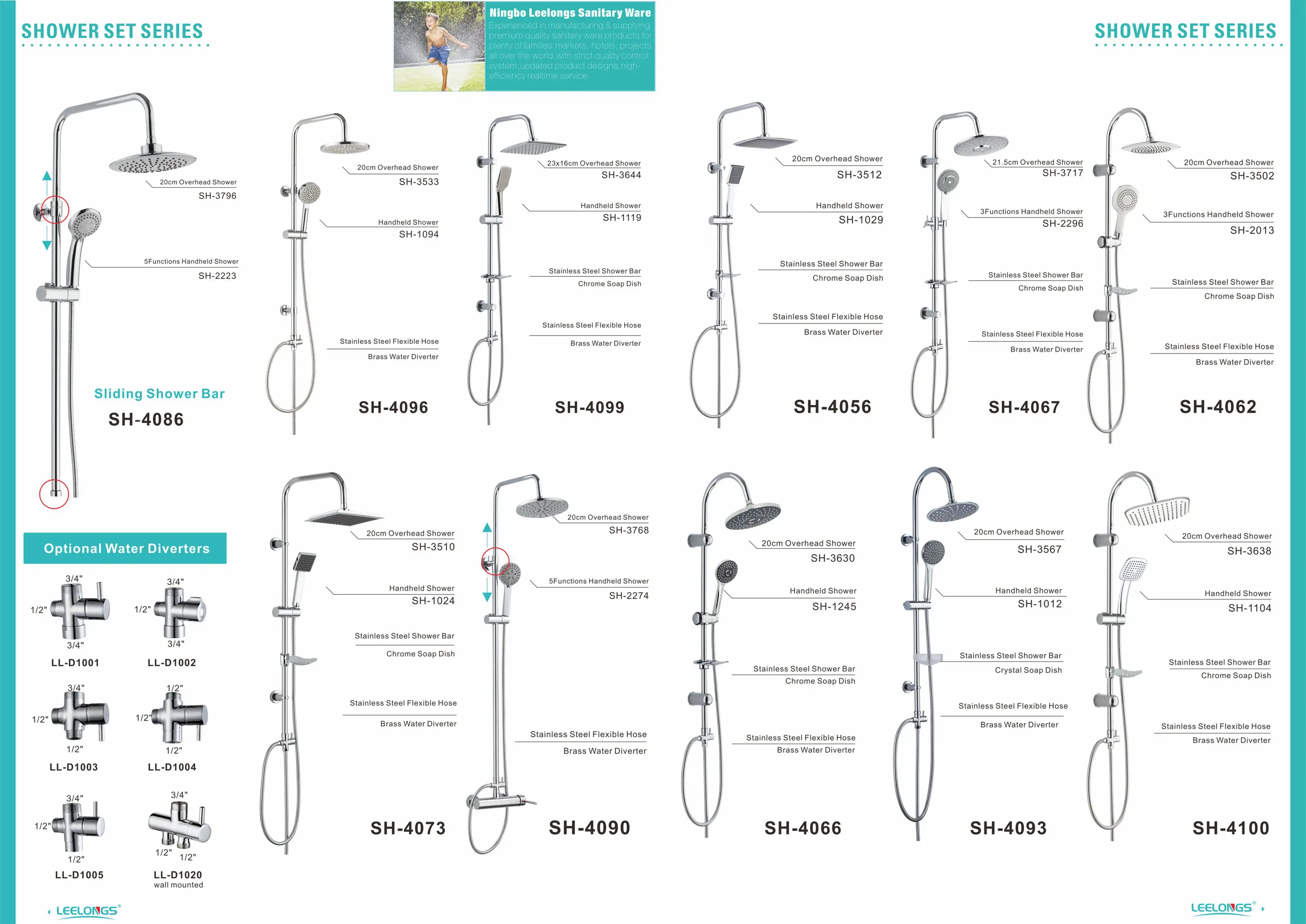Economic Shower Bar Bathroom Wall Mounted Shower Set With Shower Head