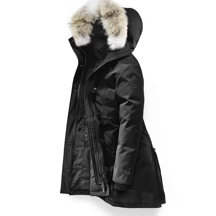

E40 Canada Ladies Long Thick Goose Down Jacket Real Fur Outwear Parka Wolf Raccoon Fur Hood Design Down Coat For Women, Red blue green black