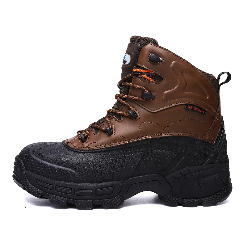 

Wholesale Military men's boots Genuine Leather rigid puncture-resistant work shoe big size safety men Steel Toe shoes