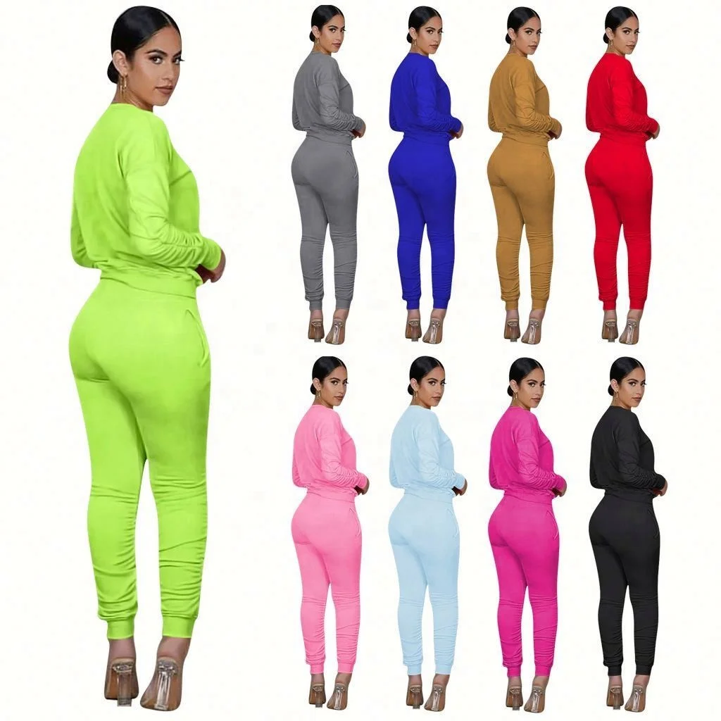 

Blank Women's Tracksuit Two Piece Set Sportswear Casual Sweatsuits 2 Piece Sets Women Wholesale in Stock