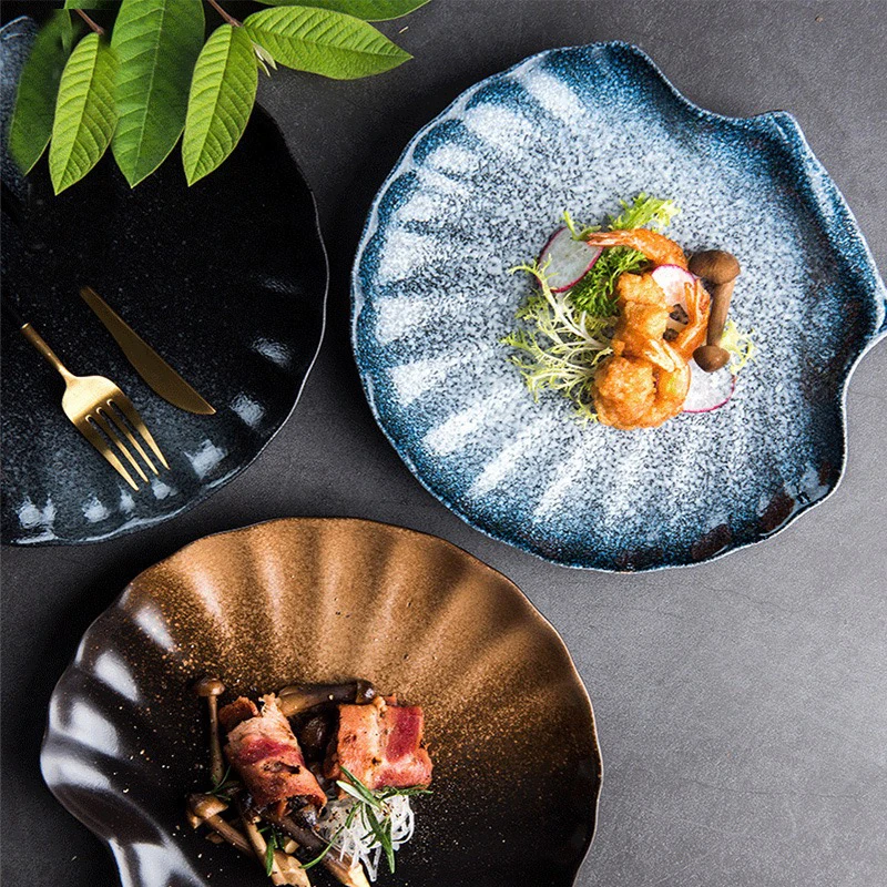 

New Arrival Wholesale Ceramic Plain Tableware Snack Serving Dish hand painted Japanese Ceramic Plate