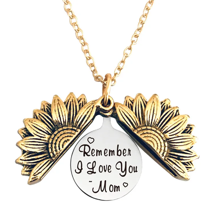 

Personalized Customize Pendant with Chain for Mom Dainty Sunflower Necklace for Mother Girls Sister Gift Locket Necklac