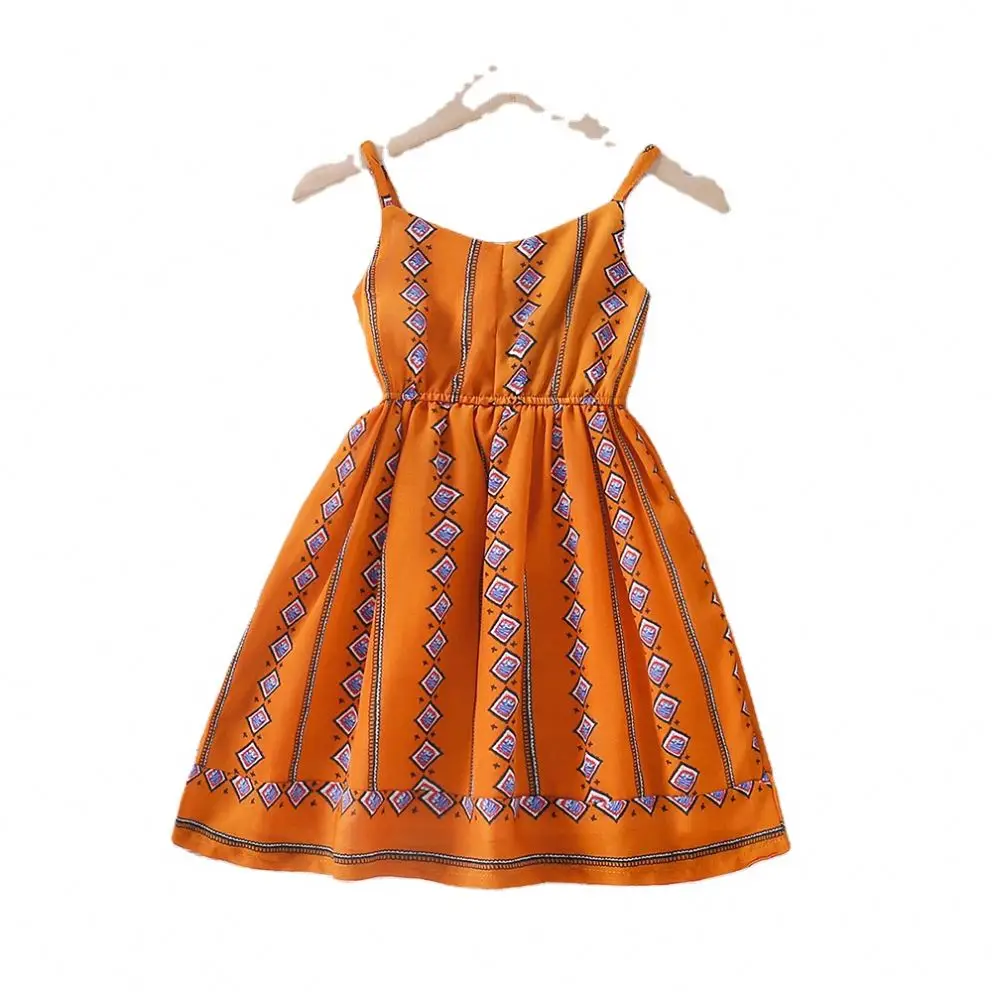 

Sleeveless girls' print dress kids sling skirt children casual summer dresses, As picture