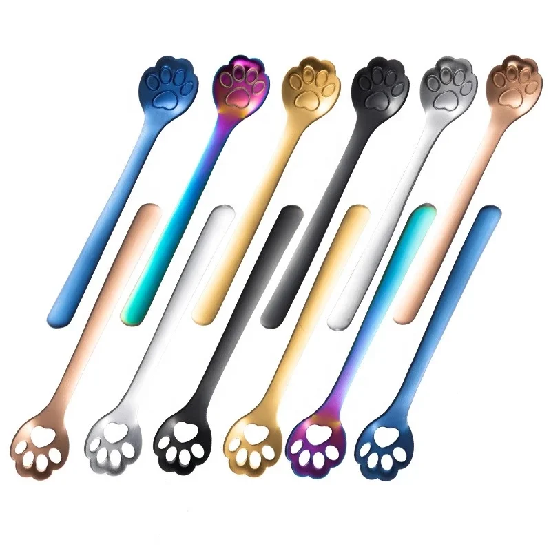 

Kitchen gadget creative cat claw stainless steel coffee mixing ice cream dessert drink stirring spoon, Silver,gold,rose gold,balck