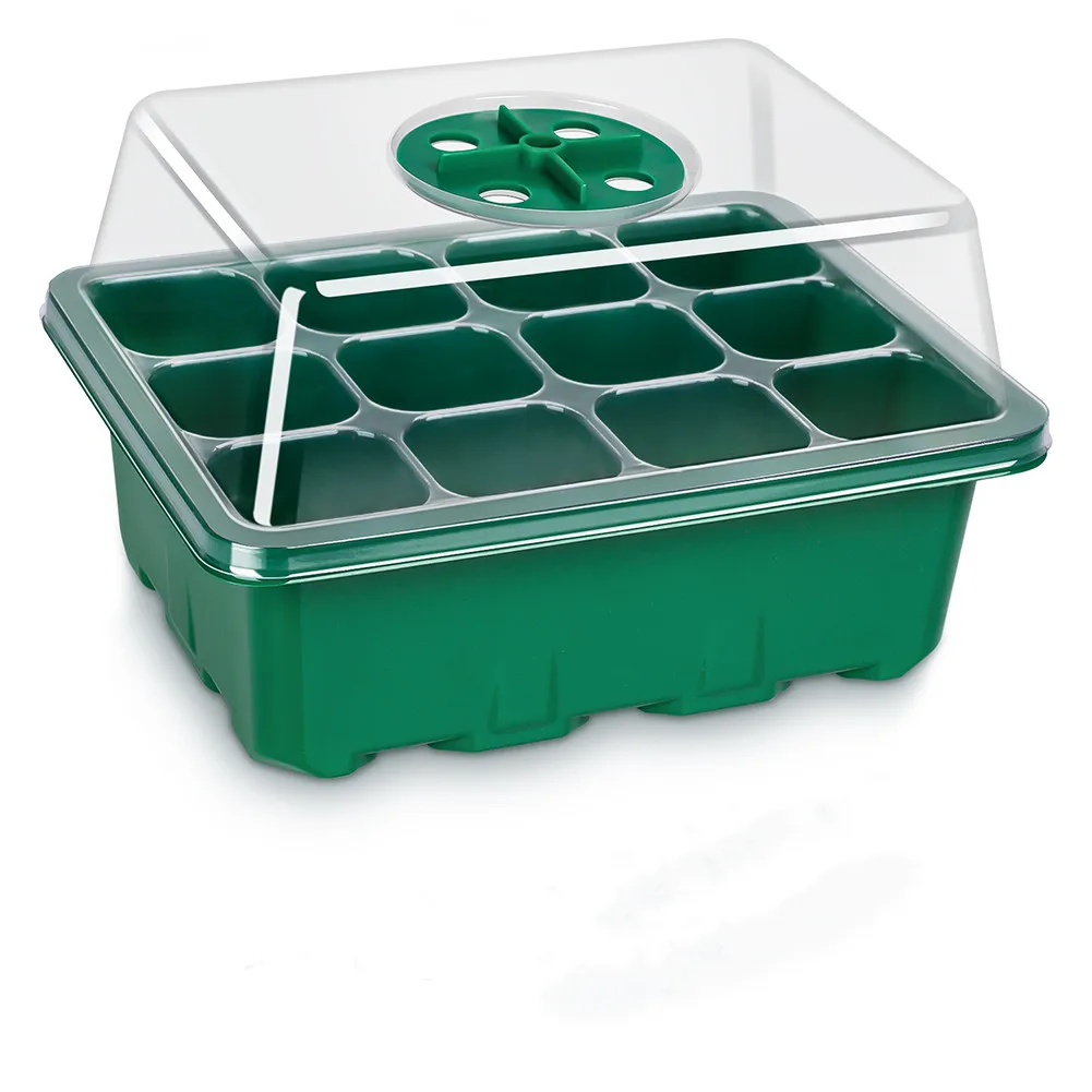 

12 Cells Plastic Seed Starting Grow GerminationTray Peat Pellet Kit for Greenhouse Vegetables Nursery