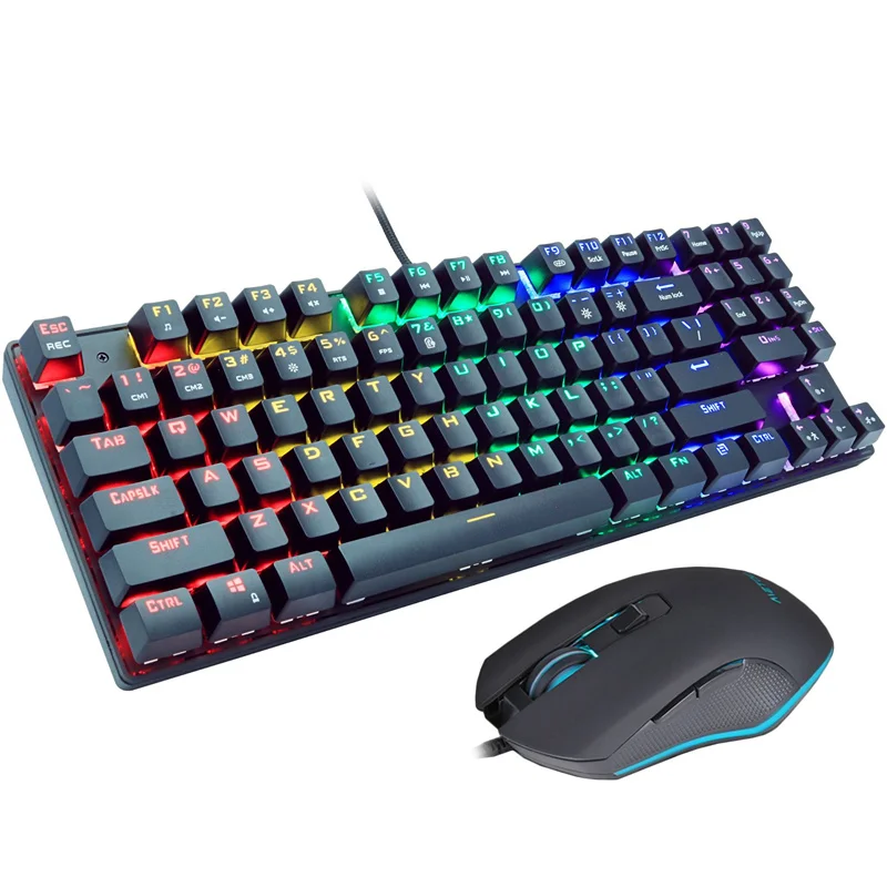 

metoo zero mechanical gaming keyboard and gaming mouse combo set for mobile green switch 89 key, Black