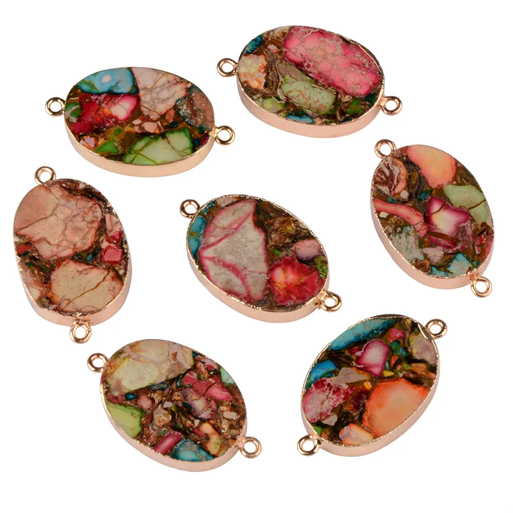 

Natual Oval Stone Druzy Agate Charms Connector for Bracelet Necklace Jewelry Making