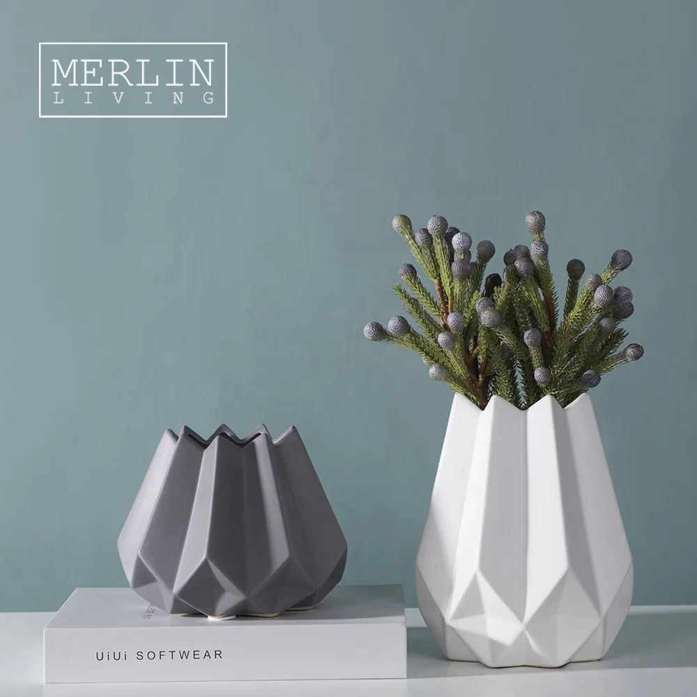 

Merlin nordic geometric plant vases folded shape matte modern home decor with ceramic flower vase