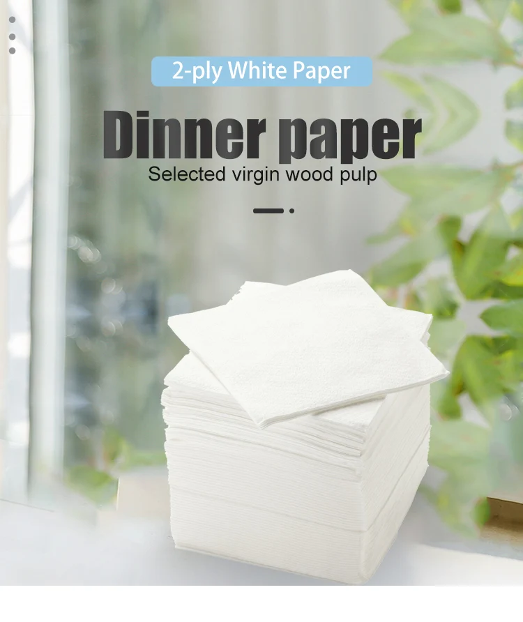Wholesale Restaurant Custom White Folded Virgin Wood Pulp Printed