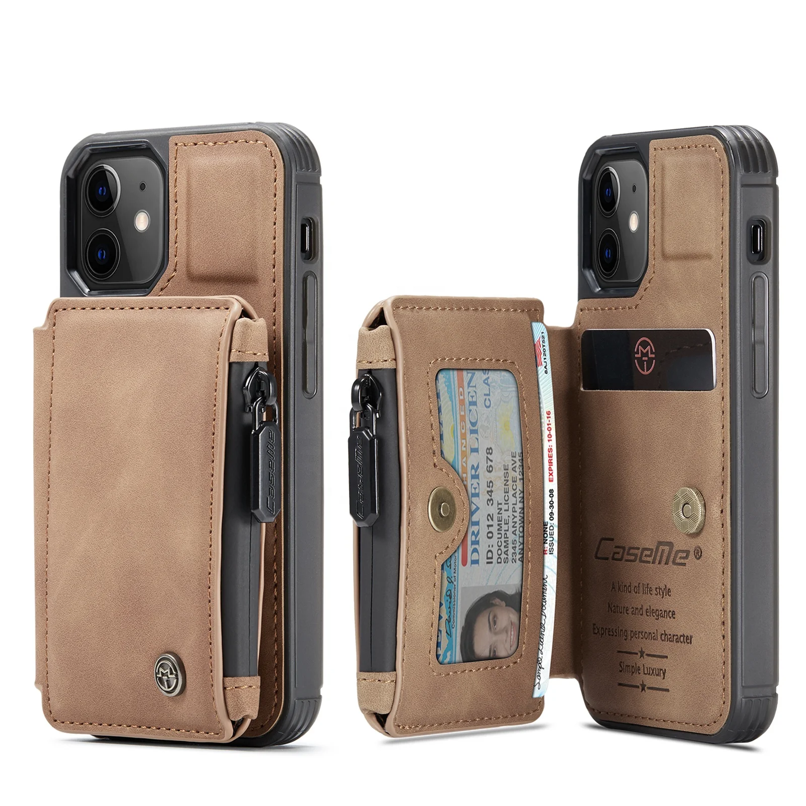 

Wallet Card Slots Shockproof Leather Cover Smartphone Case For iPhone 12 Mini Pro Max Phone Accessory