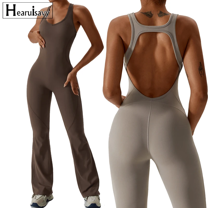 New Gym Clothes for Women Yoga Bodysuit Casual Unitard Playsuit Rompers Ladies Work Out Clothin Wide Leg Jumpsuit Gym Set
