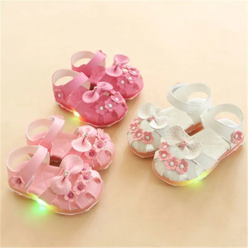

Best Sellers Baby Girls Summer Shoes Children Sandals Breathable Soft Bow Kids Girls Sandals Size  167, Purple pink white
