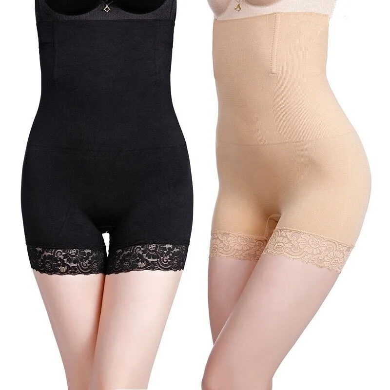 

Seamless lace Women High Waist Body Shaper Panties Tummy Belly Waist Slimming Shapewear Girdle Underwear Waist Trainer, Black/nude