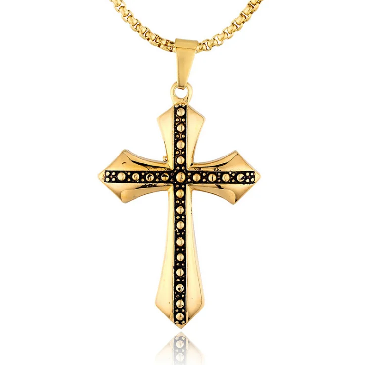 

Crow jewelry factory fashion Christian pendant men's and women's Jesus Cross retro Necklace factory direct sales