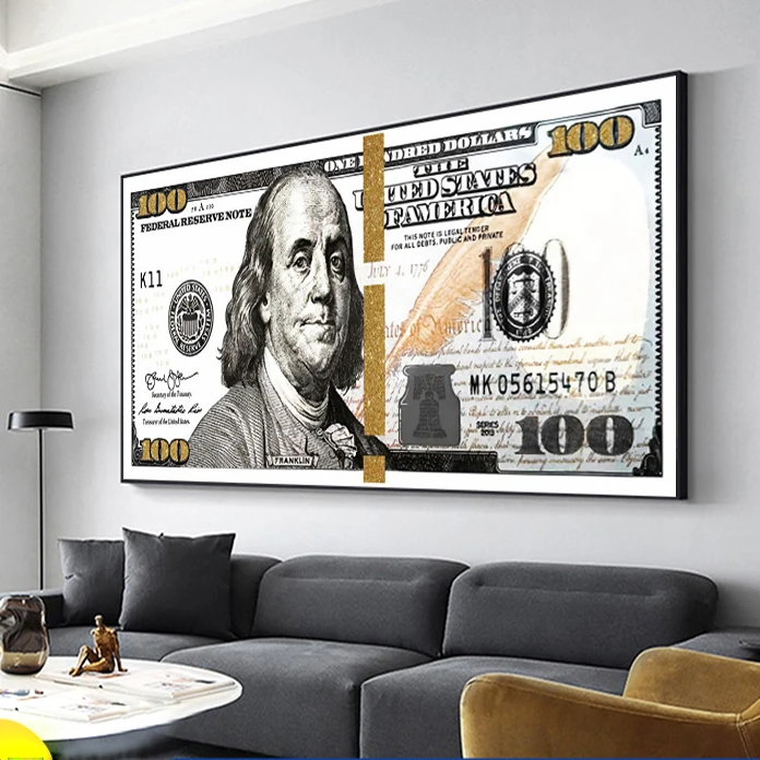 

Popular Colorful Hundred Money Dollar Wall Decor Canvas Painting Quadro Street Art Abstract Poster Print Picture Home