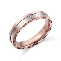 

Classic Rose Gold Stainless Steel Zircon Wedding Rings For Couples