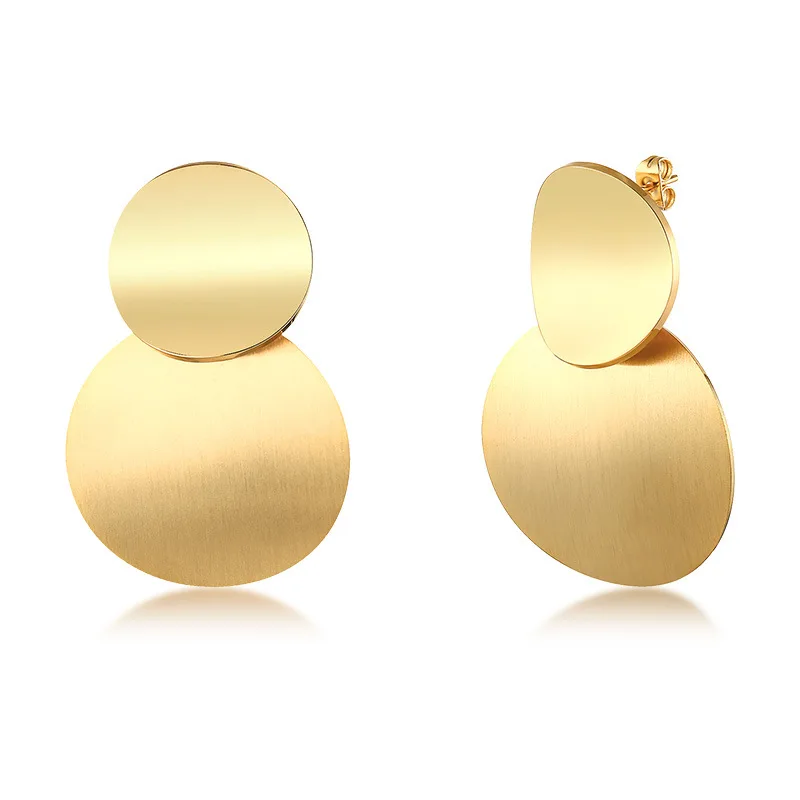 New Trendy Earring 18K Gold Plated Radian Wafer Drop Earrings for Women Stainless Steel Earrings Wholesale