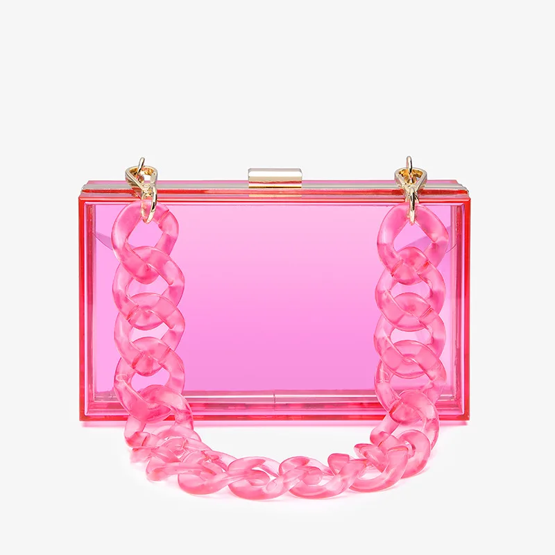 

Customized name fashion evening clutch party bag clear acrylic bags mini chain evening bag for women purse