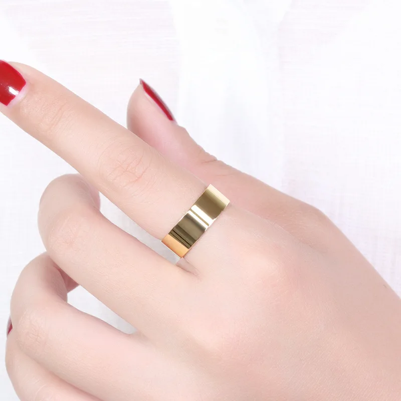 

Customized Letter Simple 18K Gold plated Plain Polished Finger Rings Stainless Steel Name Engraved Personalized Ring, Silver, gold, rose gold, black etc.
