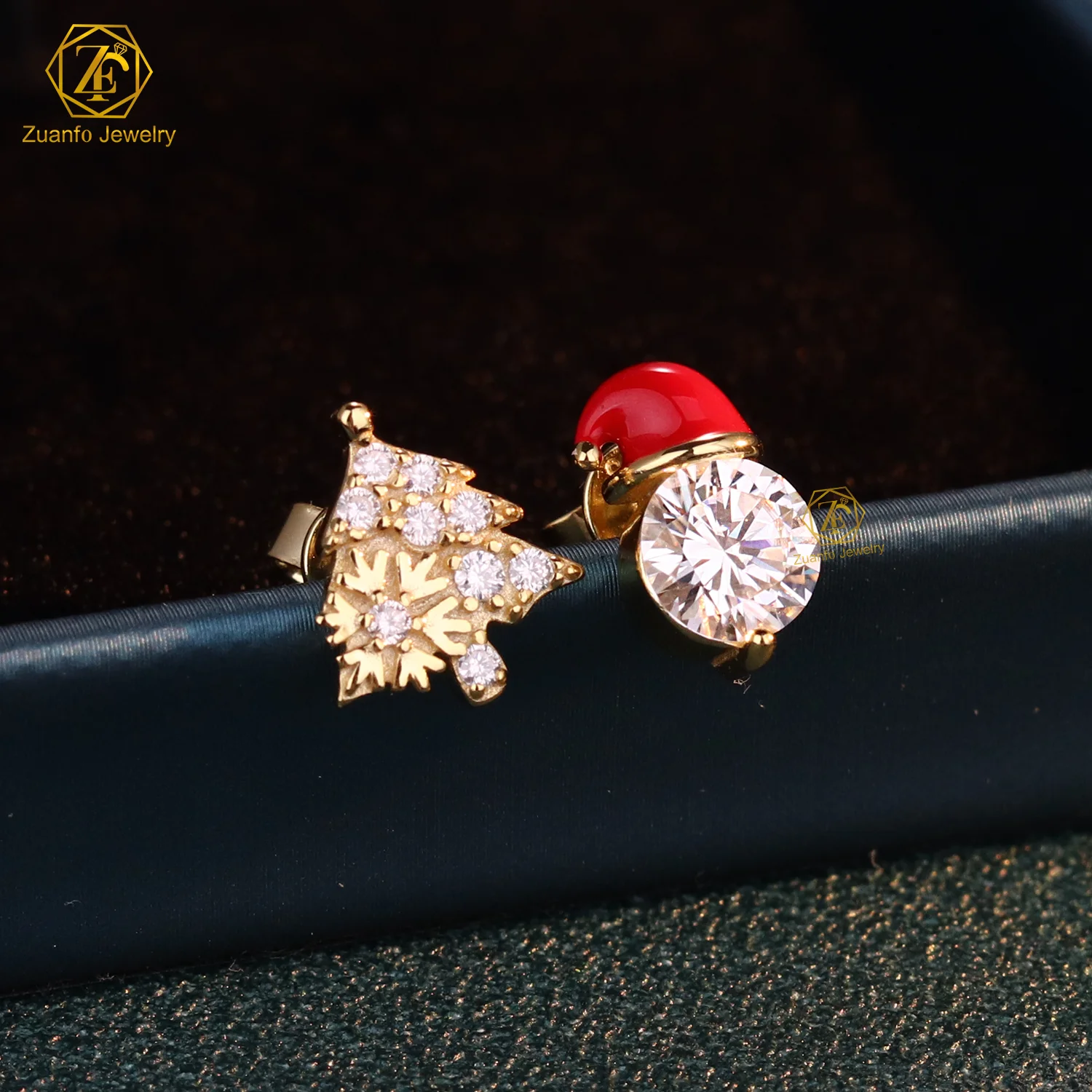 2025 New Arrival 925 Sterling Silver 1CT D VVS1 Cut Moissanite Diamond Stud Earrings Christmas Tree Design for Women