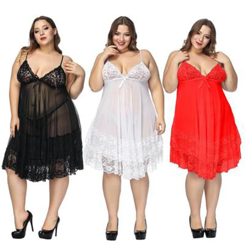 

Womens Sexy Large Nightdress Lace Mesh Sling Nightgown Solid Color Lightweight Nightdress Home Clothes