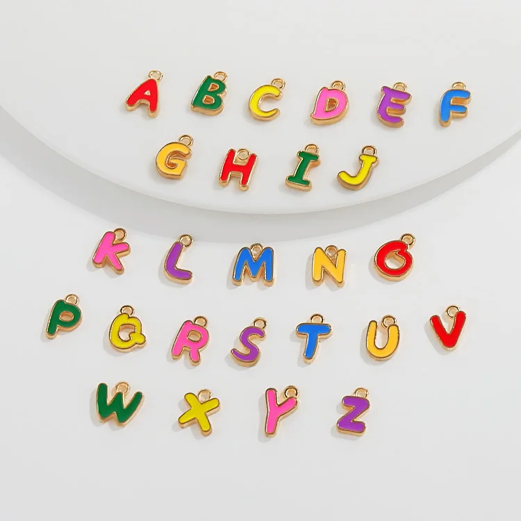 

Diy jewelry cute colorful enamel alphabet 26 Initials letter charms pendants for diy making