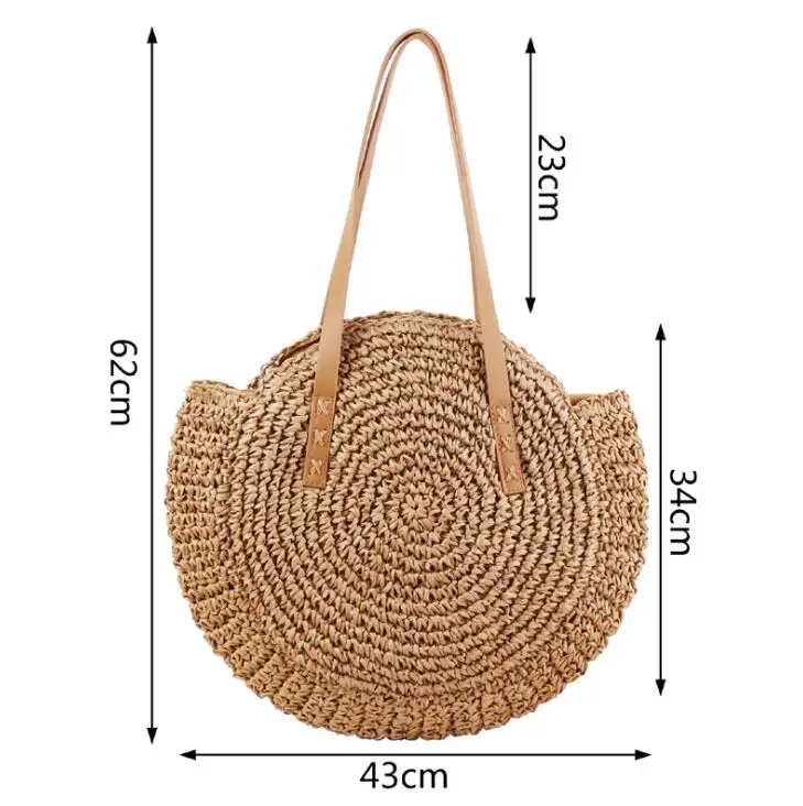 

New Casual Summer Women's Shoulder Handbags Straw Beach Bag For Lady