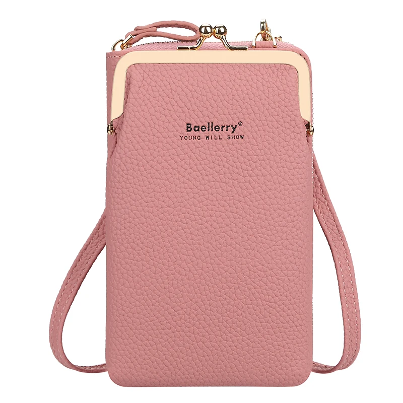 

Baellerry New Fashion Litchi pattern Women's Multi-function Long Clutch Wallet With Shoulder Strap,In Stock Lady Cell Phone Bag
