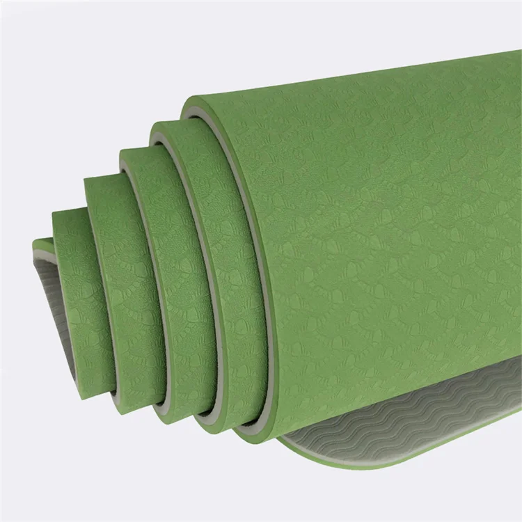 

Wholesale Dropshipping Green Color Multicolor Non Slip Double Layer Eco Friendly Tpe Yoga Mat 8MM, Customized and displayed