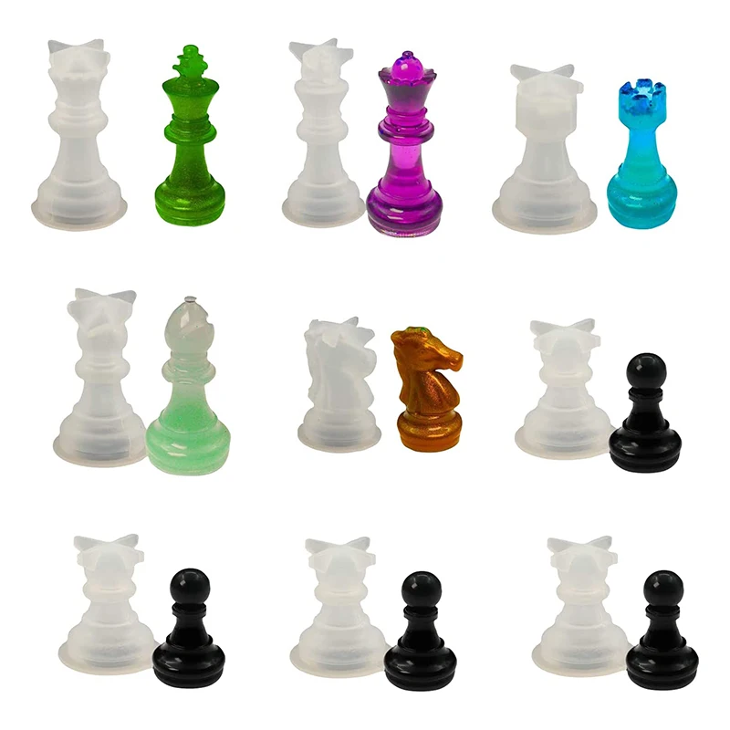 

Creative 3D Chess Set Molds Home Decoration Resin Craft Mold Kit, White transparent