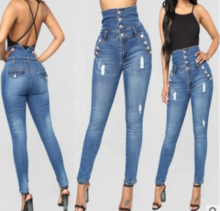 

B62325A 2019 Hot street style denim jeans women ripped jeans for ladies womens jeans with top selling, Photo color