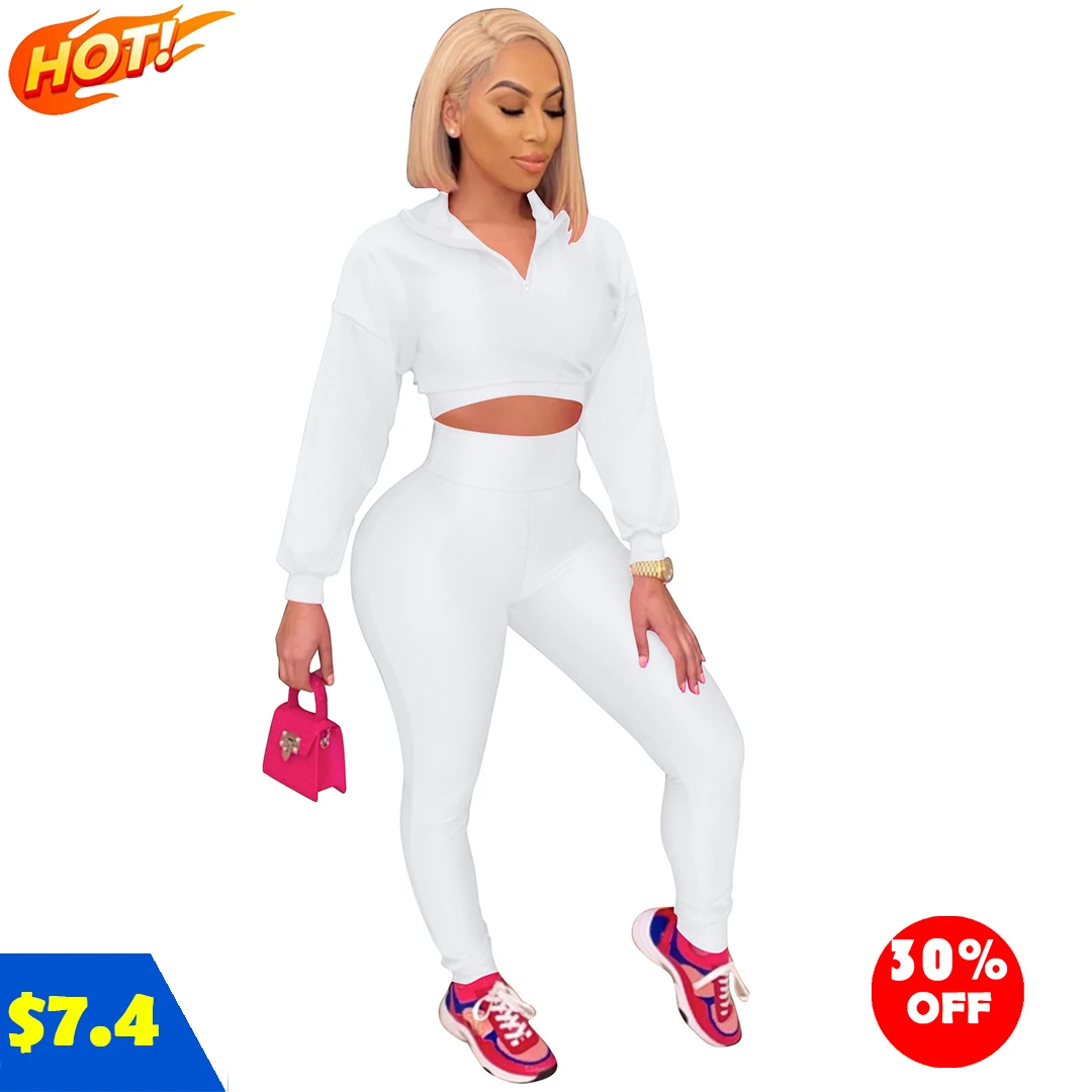 

Trendy Crop Top Pants Solid Two Piece pants Set Fall Women Sexy Long Sleeve Pants Womens 2 piece set fall clothing for women, As picture