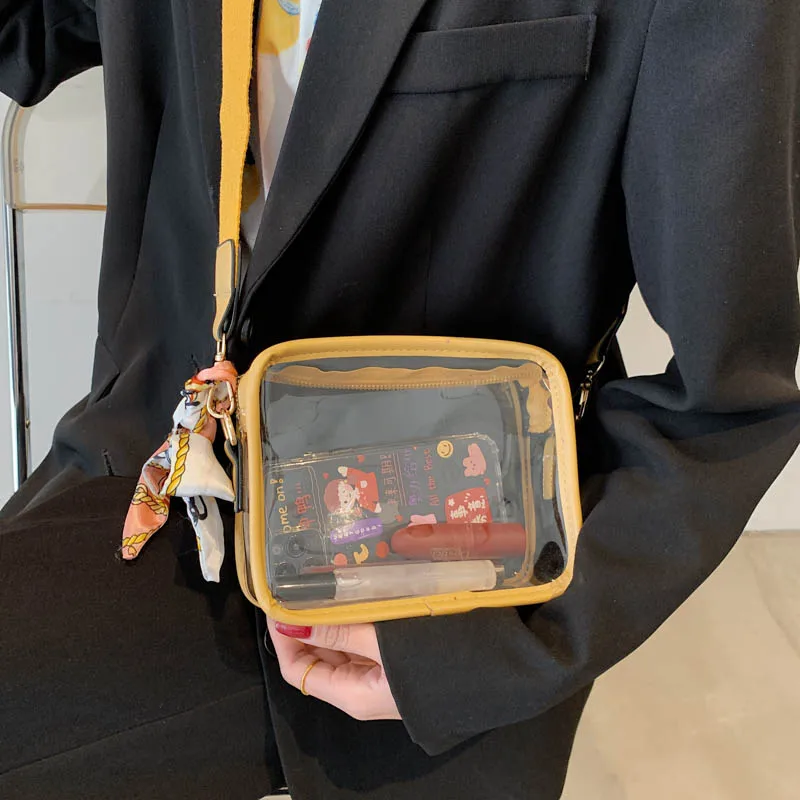 

Famous Brand Designer Girls Fashion Waterproof Messenger Transparent Pvc Crossbody Bag Shoulder Phone Bag Clear Jelly Bag Women, As picture