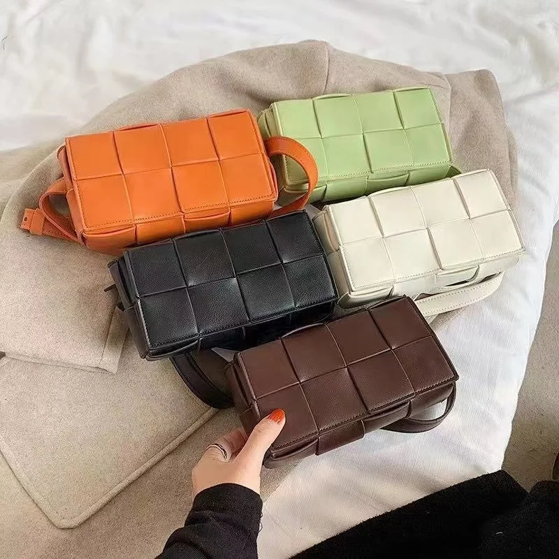 

8868# Hot sale famous mini women PU leather woven braided belt bag for lady chest bag backpack girls cross body bag