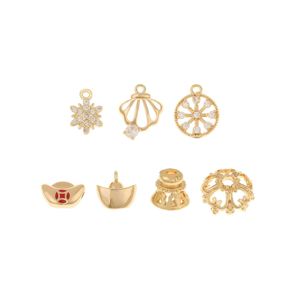 

Jewelry Accessories Cordial Design 40Pcs Jewelry Findings & Components Hand Made DIY Pendant Genuine Gold Plating CZ Charms