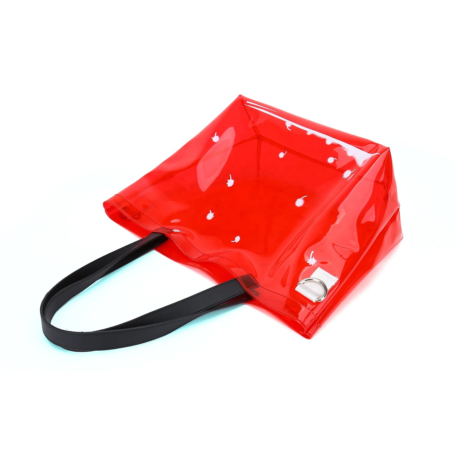 

New Hot product Fashion Red ladies Carry-on Storage clear tote bags, Clear red