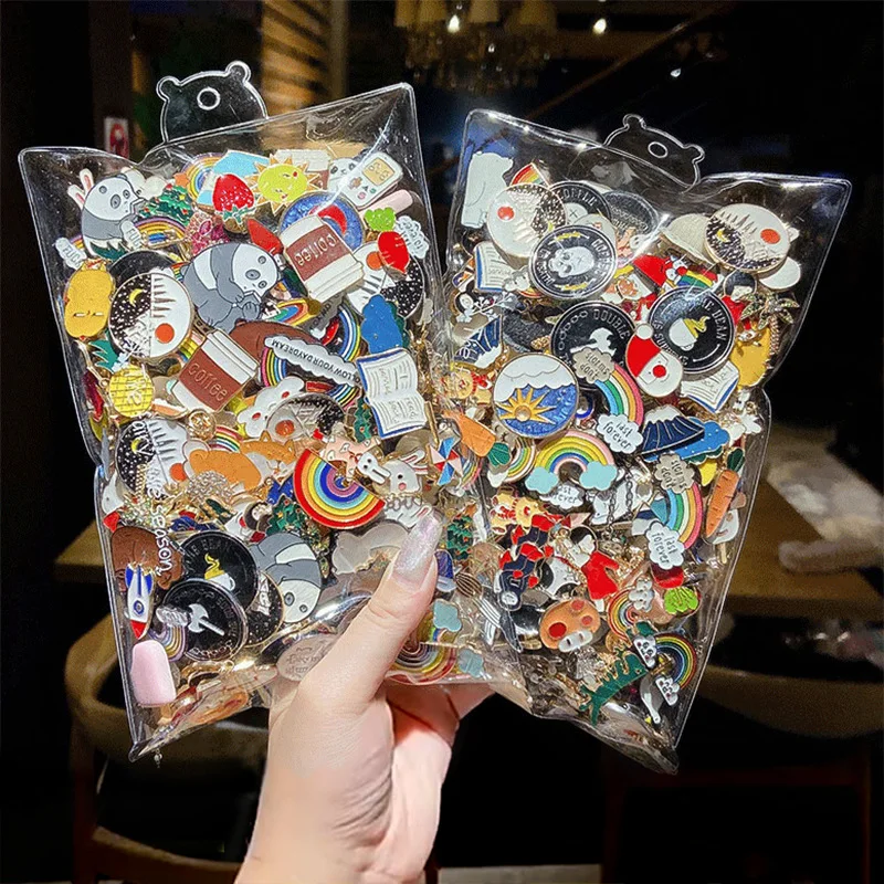 

50pcs/set Colorful Cartoon Brooch Cute Japanese Pin Accessorize Cute Little Trinkets Medals Summer 2021 Trend for Kids