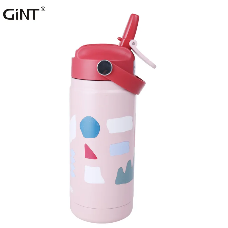 

GiNT 550ml Custom Logo Double Wall Insulated Water Cup Sports Yoga Thermal Water Bottle with Flip-open Straw