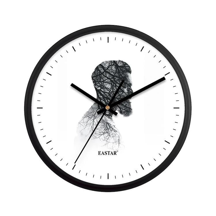
12Inch customer style custom picture custom silent scanning round quartz wall clock 