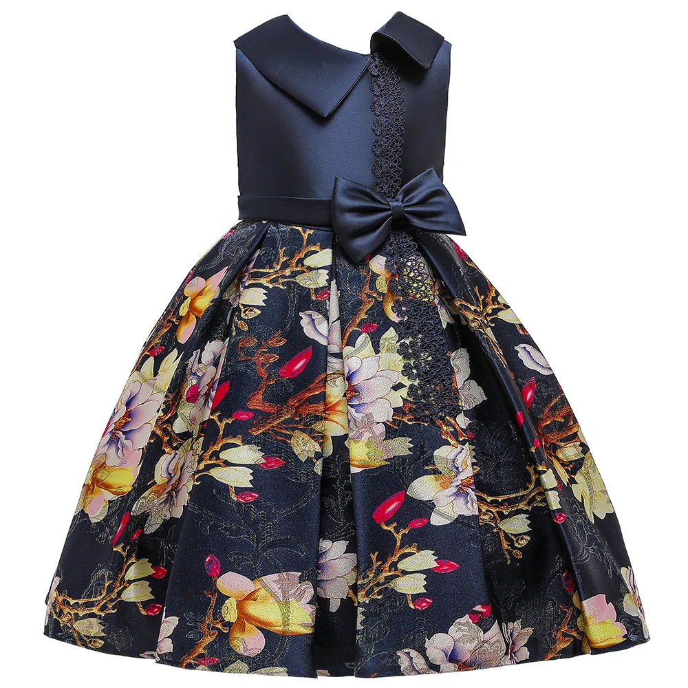 

New Fashion Baby Girl Birthday Wedding Party Sleeveless Flower Satin Frock Design Party Dresses L5173