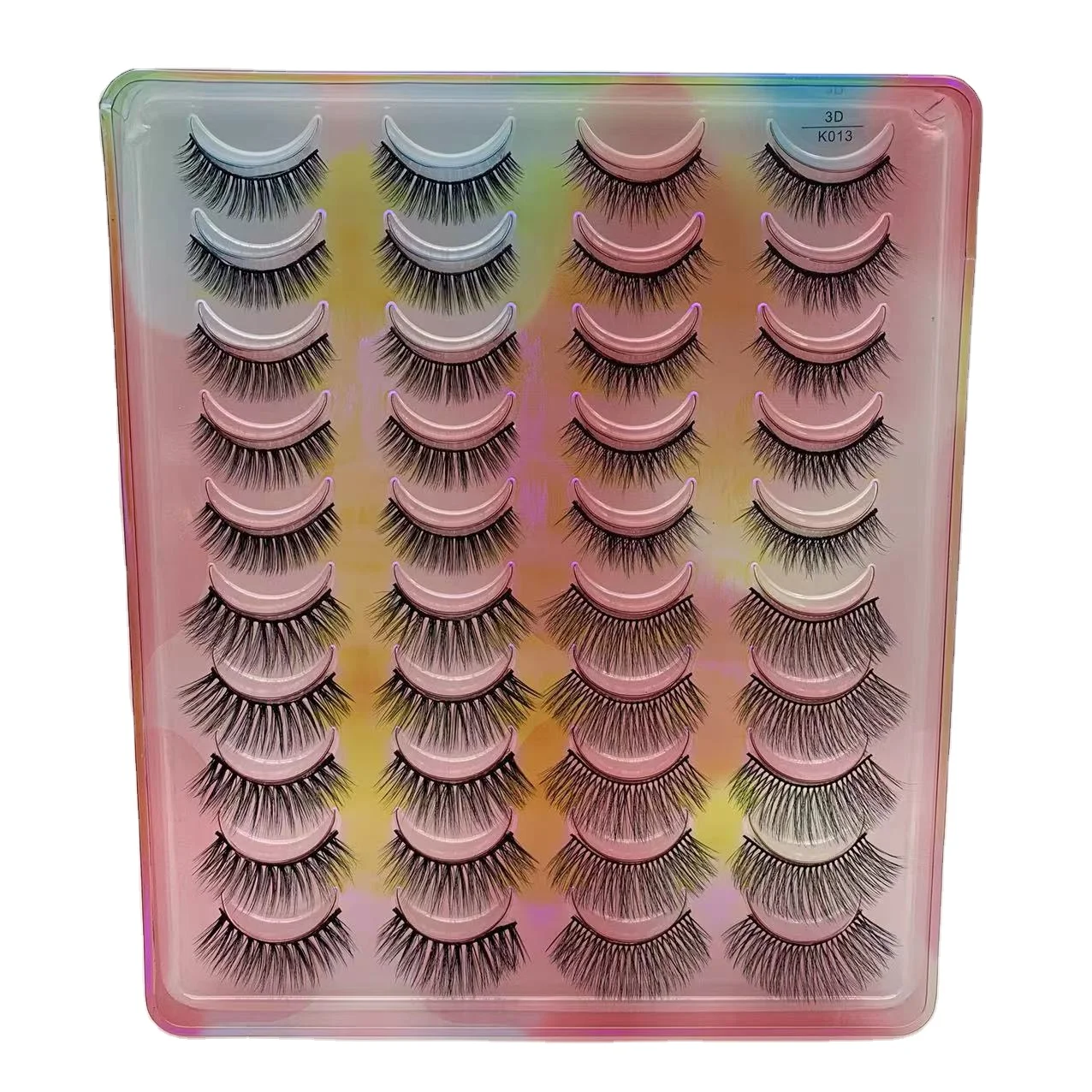 

False Eyelashes Natural Cat Eyes Lashes Lightweight 3D Faux Mink Lashes Fluffy 20 Pairs Multipack No Glue Included