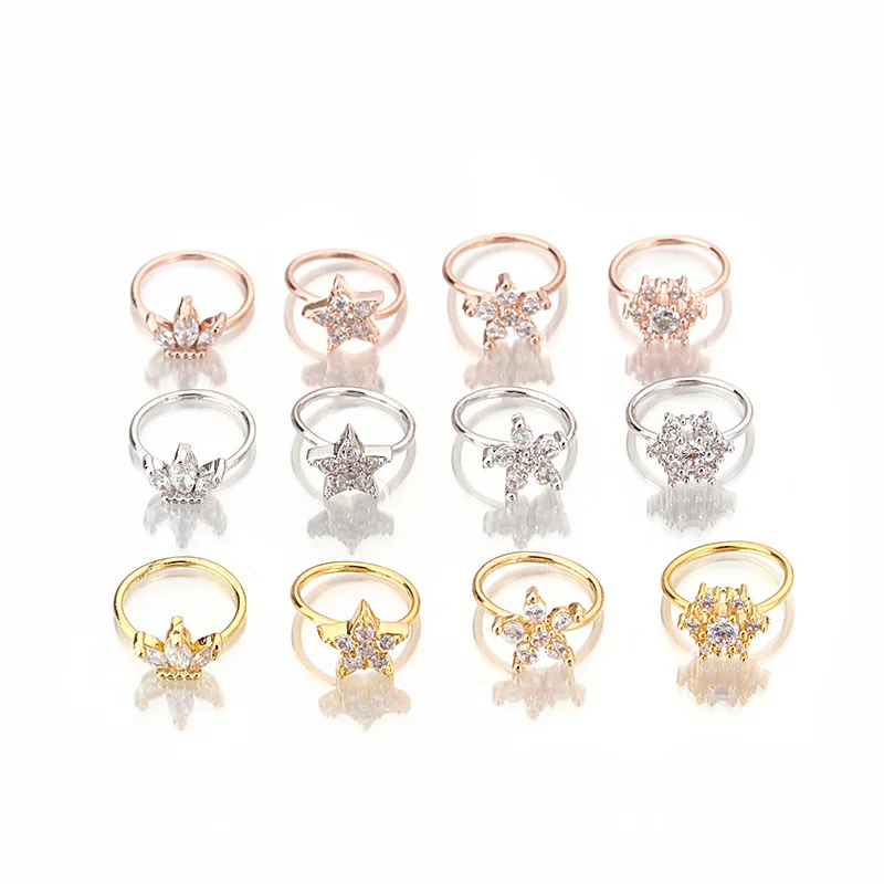 

YW Wholesale Fashion Piercing Flower Septum Surgical Steel Ear Cartilage Ring Nose Ring With Zircon