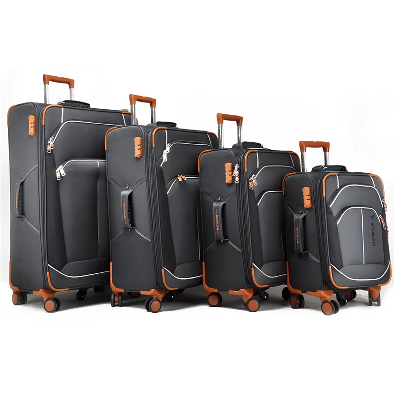

20"24"28"32" four pieces trolley luggage set nylon material expandable five wheels travel luggage business carry-on luggage, Black, blue, brown, grey, red, customized