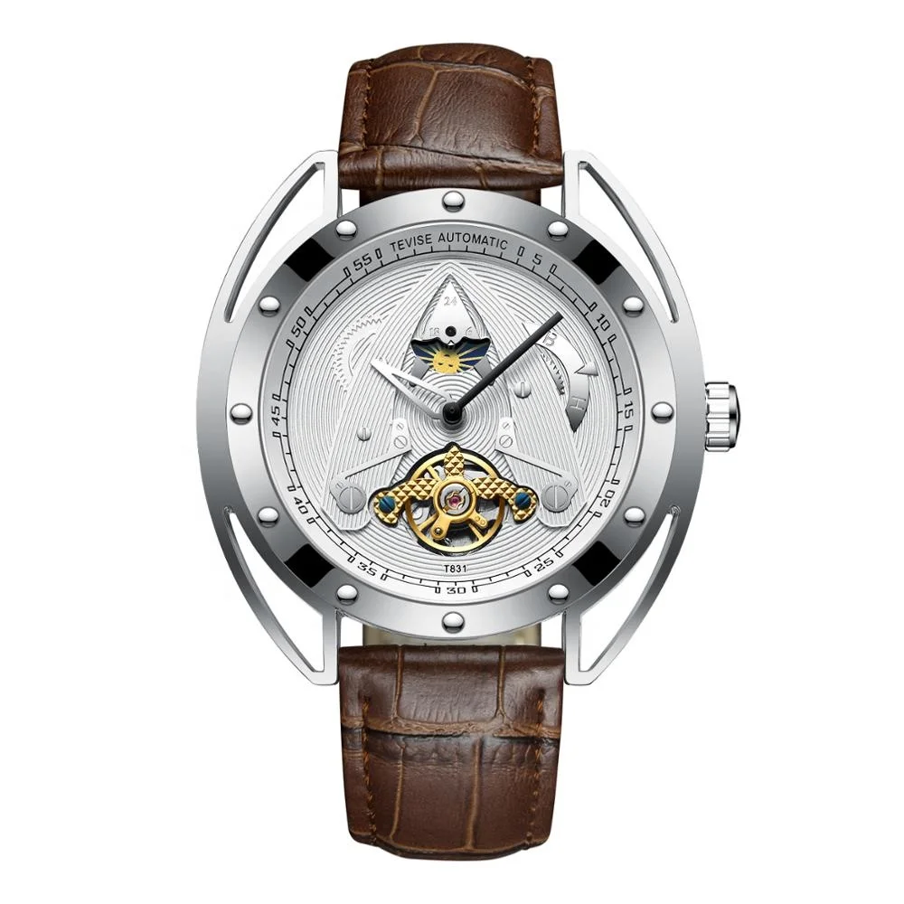 

mechanical watch made in prc fashion unique design men automatic wristwatches tourbillon, 5 color options