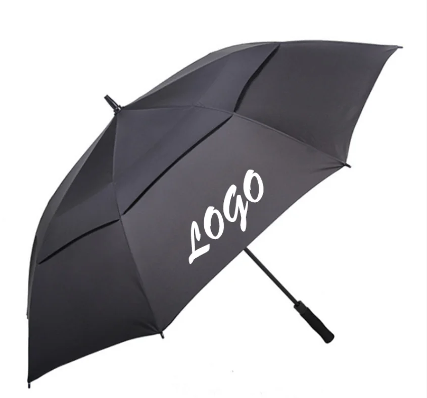 

Super Windproof Carbon Fiber Auto Open Straight Air Hole Golf Umbrella With Printed Logo