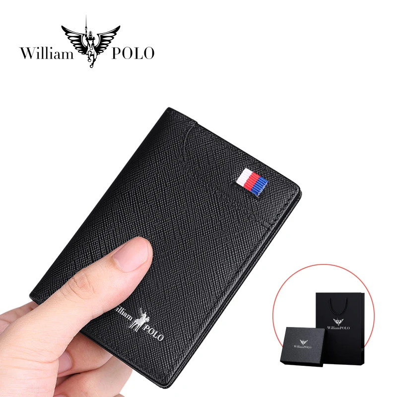 

New Design black leather wallet Thin Card Holder Cow Skin Soft mens mini wallet for men leather