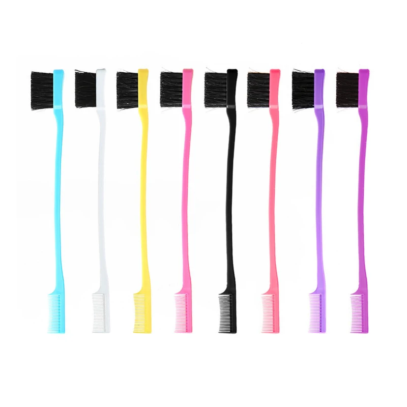 

Dual design 2-in-1 Eyebrow Comb Edge control brush, Blue,pink,rose pink,white,black,etc