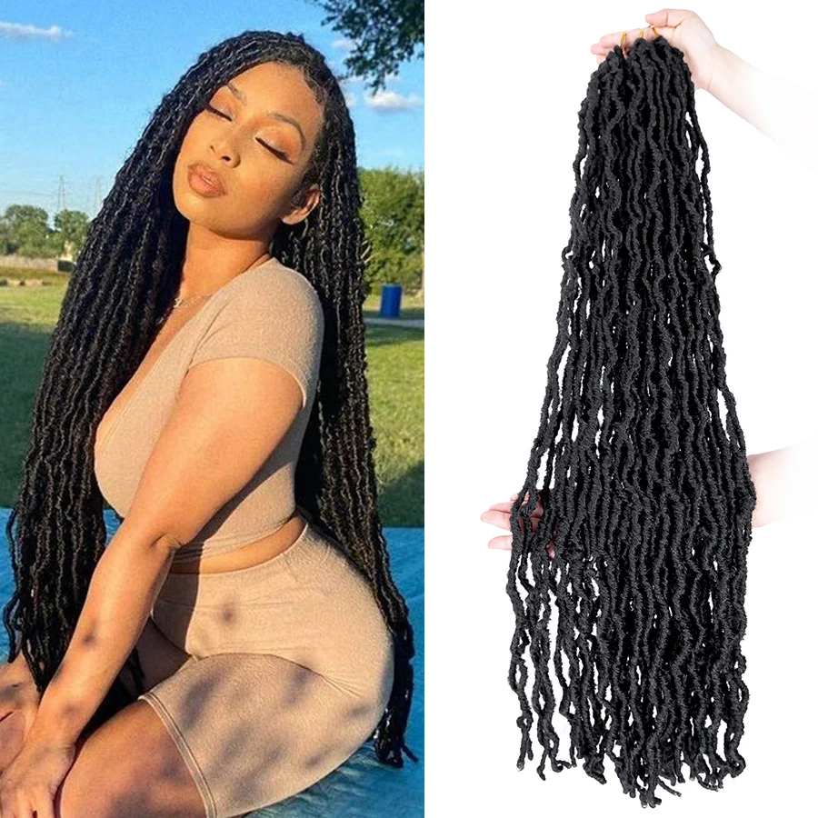 

Wholesale 36 Inch Long Faux Locs Crochet Braid Ombre Synthetic Braiding Hair Pre-loope Nu Soft Locs Crochet Hair for Black Women, #1b, #4, #t27, #t30